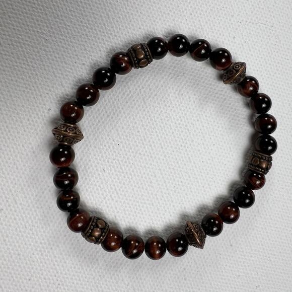 Handmade Beaded Bracelet Trio Tribal Browns Earth Tones Mixed Materials - Picture 5 of 9
